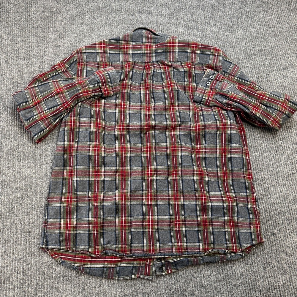 LL Bean Flannel Shirt Mens Large Gray Scotch Tartan Plaid Button Down Chore - Picture 5 of 7